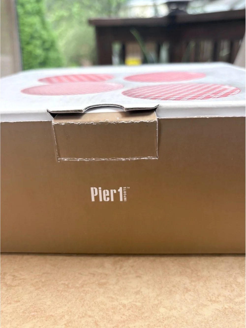 Pier 1 Red Gingham Salad Plates Set of 4  in Original Box 8.5” Stoneware [COPY]